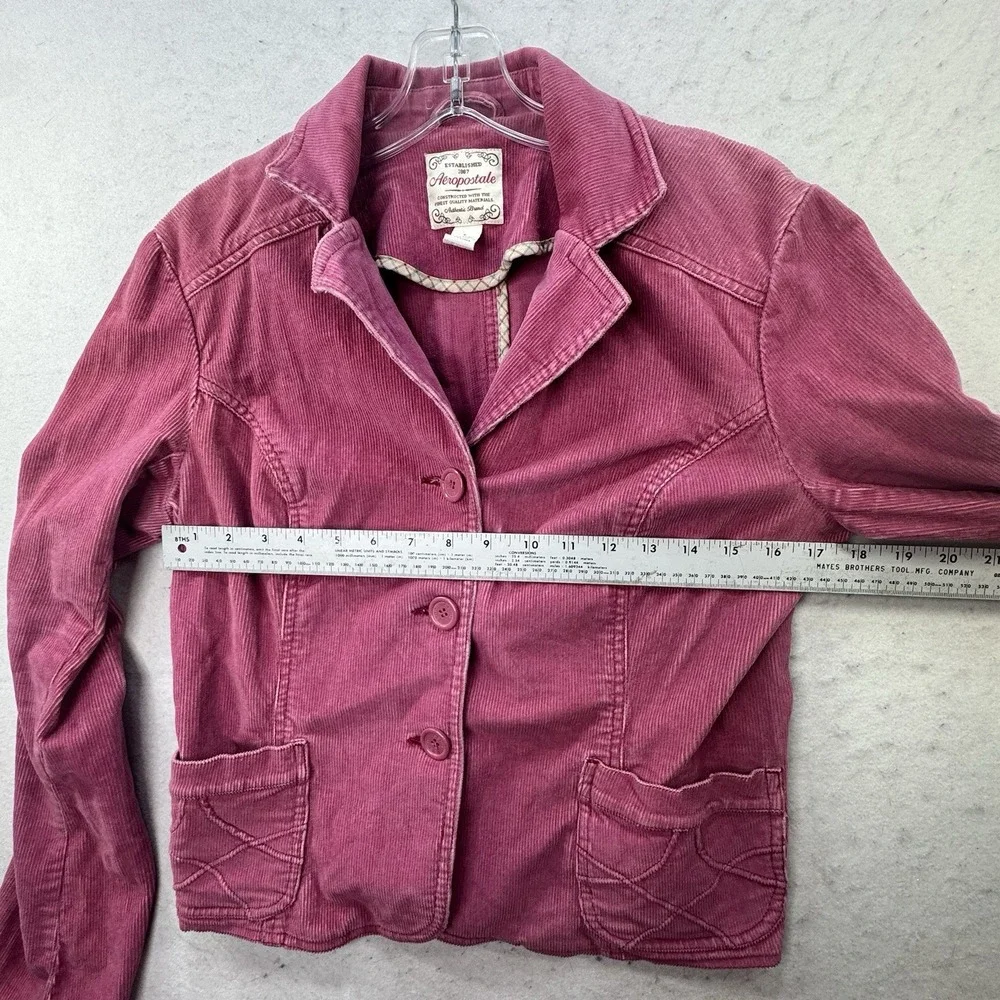 VTG Y2K‎ Aeropostale Fitted Womens Large Corduroy Jacket Blazer Pink Mall Preppy